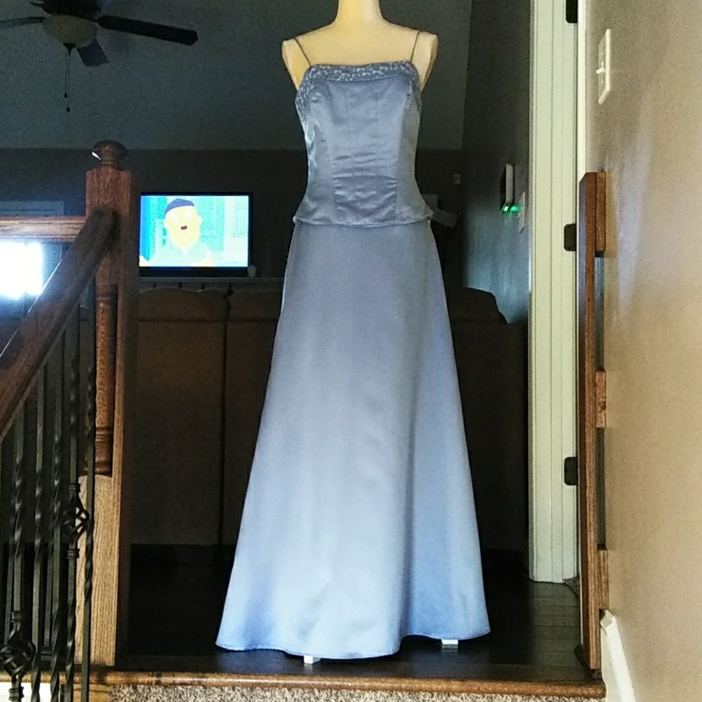 Vintage Mori Lee Periwinkle Formal Dress with Wrap – Size 9/10